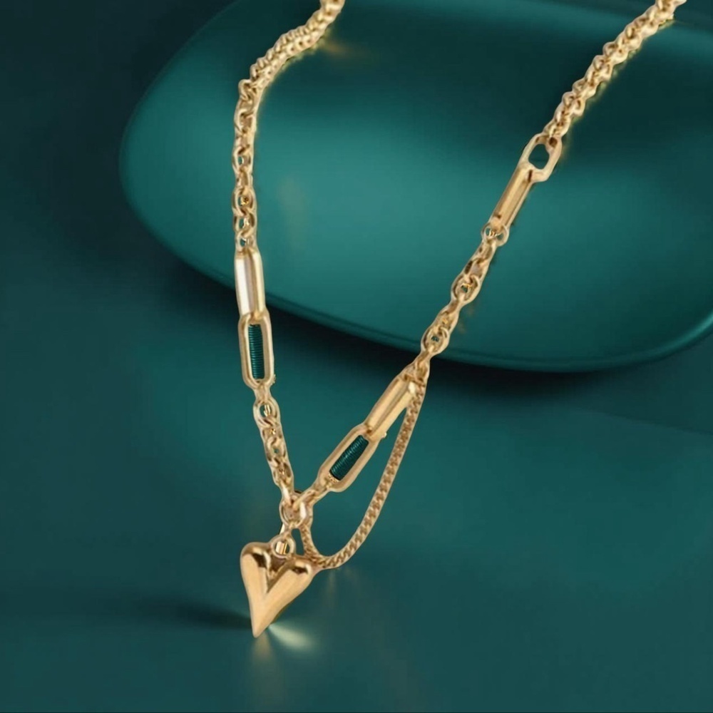 Retro Jez Heart Chain Pendant Necklace